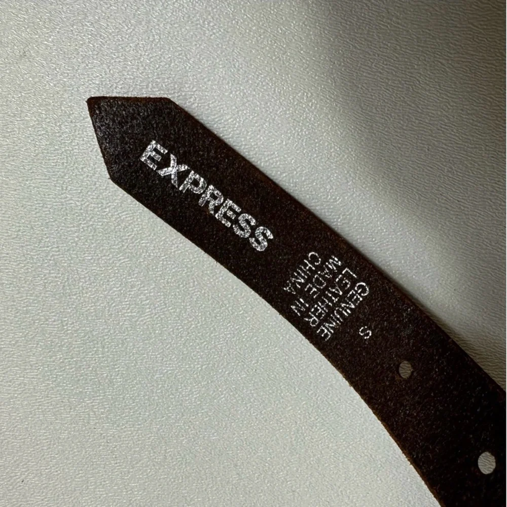 Express Brown Leather Woven Chain Style Belt